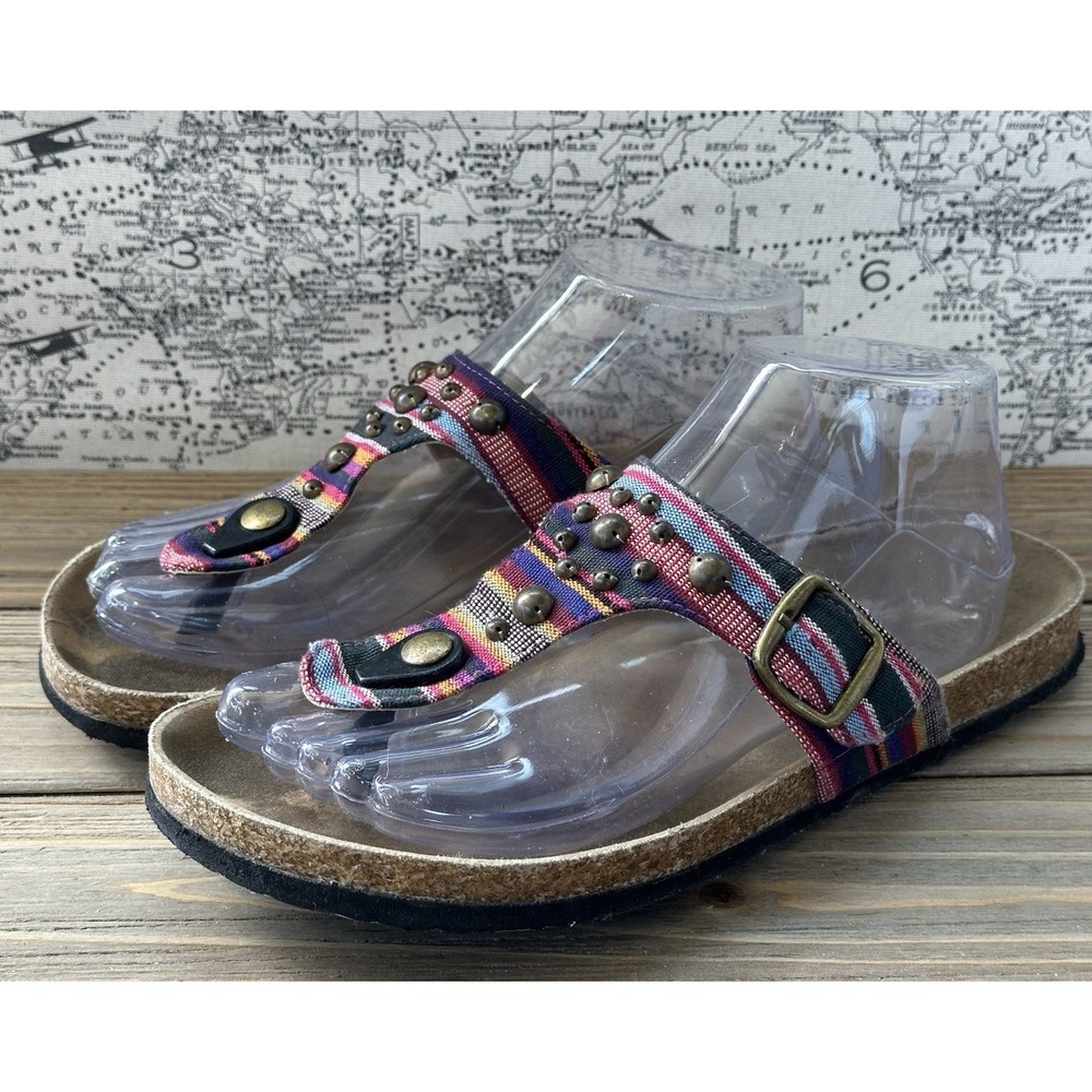 Olivia Miller Colorful Cork Sandals Aztec Women's Size 9 Boho Grommets Comfort